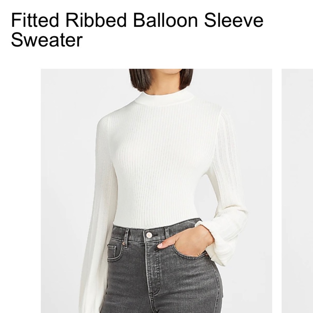 Express Fitted Ribbed Balloon Sleeve Sweater